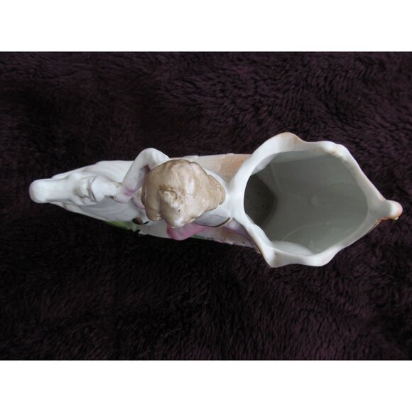 Victorian Boy on Horse Shell Bisque Planter by Wales Chinaware made in Japan - Picture 7 of 14